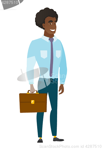 Image of Caucasian business man holding briefcase.