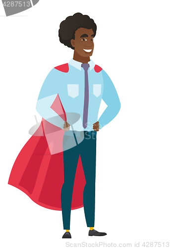 Image of Businessman wearing a red superhero cloak.