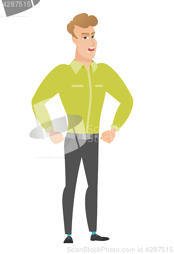 Image of Young caucasian furious businessman screaming.