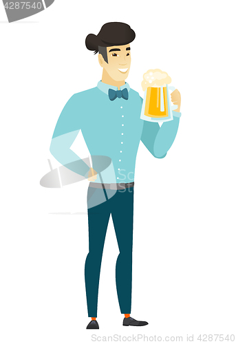 Image of Businessman drinking beer vector illustration.