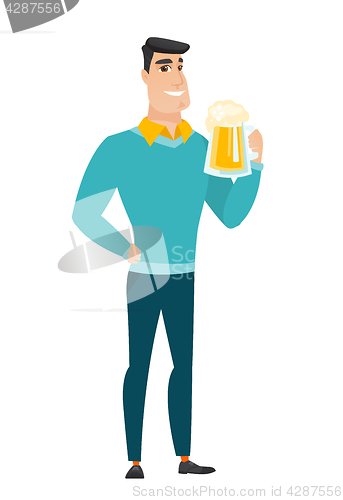 Image of Businessman drinking beer vector illustration.