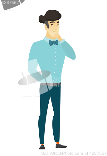 Image of Asian businessman thinking vector illustration