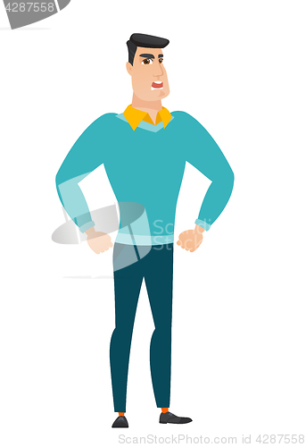 Image of Young caucasian furious businessman screaming.