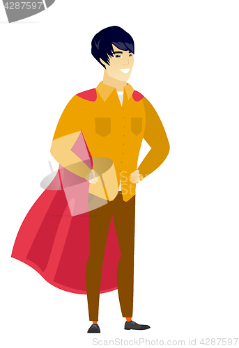 Image of Businessman wearing a red superhero cloak.