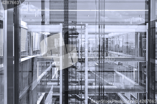 Image of Abstract window reflections in morden office building.