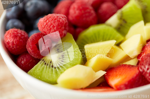 Image of close up of fruits and berries in bowl