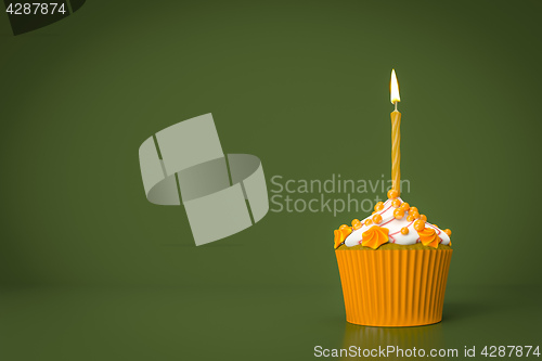 Image of orange cupcake with a candle