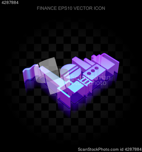 Image of Business icon: 3d neon glowing Oil And Gas Indusry made of glass, EPS 10 vector.