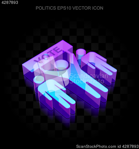 Image of Politics icon: 3d neon glowing Election Campaign made of glass, EPS 10 vector.
