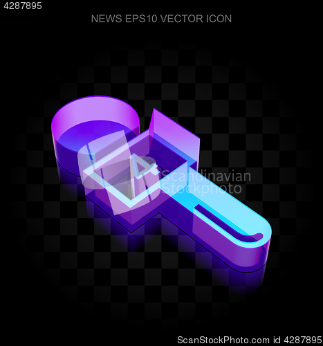 Image of News icon: 3d neon glowing Microphone made of glass, EPS 10 vector.