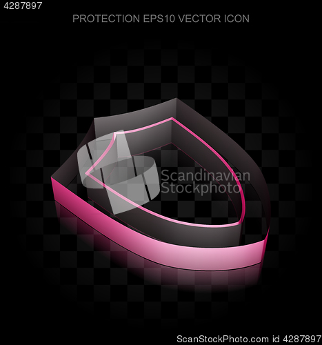 Image of Security icon: Crimson 3d Shield made of paper, transparent shadow, EPS 10 vector.