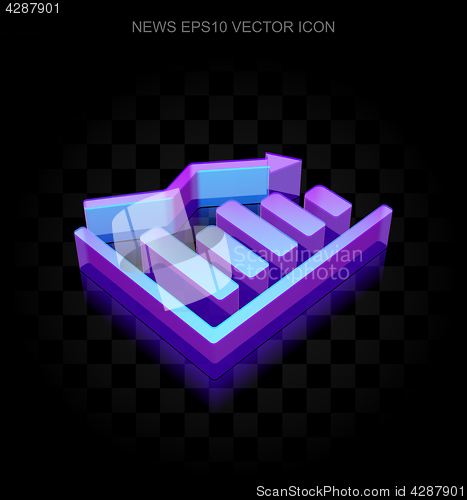 Image of News icon: 3d neon glowing Decline Graph made of glass, EPS 10 vector.