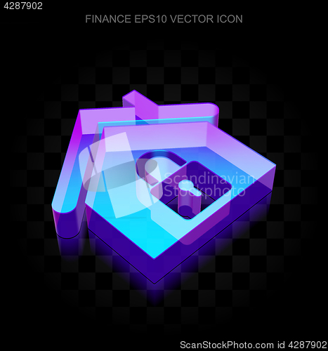 Image of Finance icon: 3d neon glowing Home made of glass, EPS 10 vector.