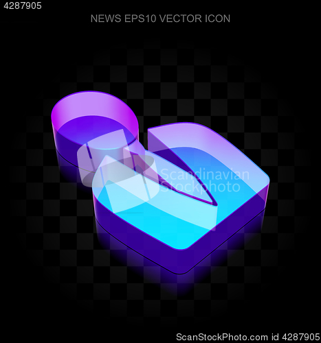 Image of News icon: 3d neon glowing Business Man made of glass, EPS 10 vector.