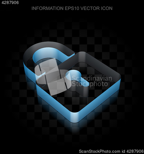 Image of Information icon: Blue 3d Closed Padlock made of paper, transparent shadow, EPS 10 vector.