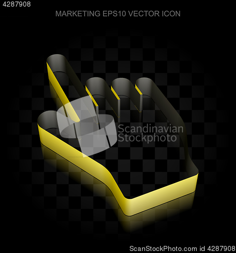 Image of Advertising icon: Yellow 3d Mouse Cursor made of paper, transparent shadow, EPS 10 vector.