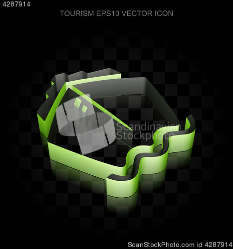 Image of Travel icon: Green 3d Ship made of paper, transparent shadow, EPS 10 vector.