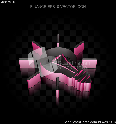 Image of Business icon: Crimson 3d Light Bulb made of paper, transparent shadow, EPS 10 vector.