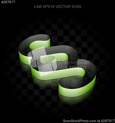 Image of Law icon: Green 3d Paragraph made of paper, transparent shadow, EPS 10 vector.