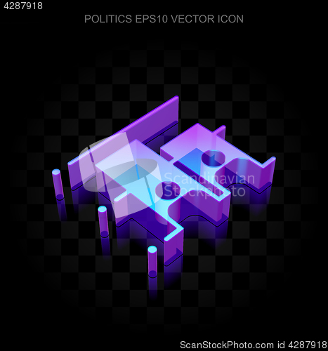 Image of Politics icon: 3d neon glowing Election made of glass, EPS 10 vector.