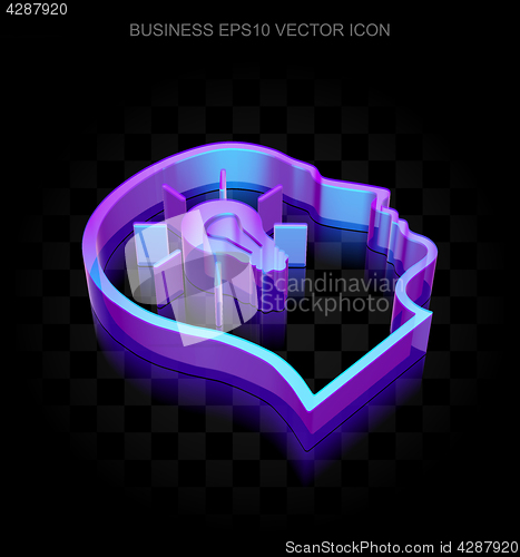 Image of Finance icon: 3d neon glowing Head With Lightbulb made of glass, EPS 10 vector.