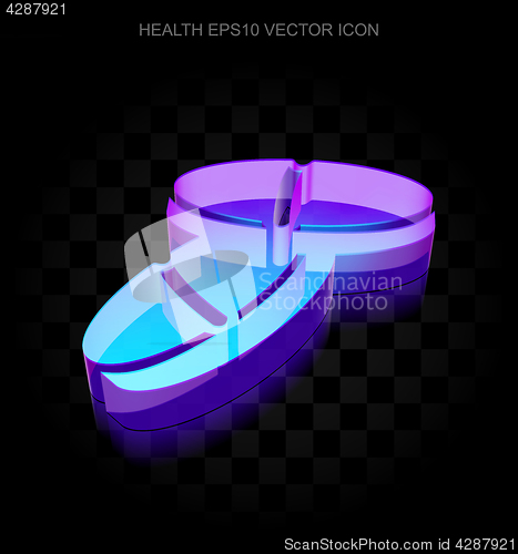 Image of Health icon: 3d neon glowing Pills made of glass, EPS 10 vector.