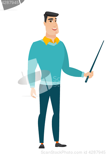 Image of Caucasian business man holding pointer stick.