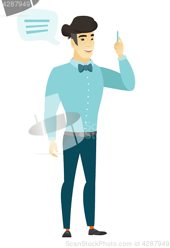 Image of Young asian businessman with speech bubble.