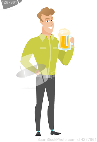 Image of Businessman drinking beer vector illustration.