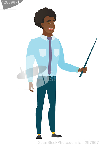 Image of Caucasian business man holding pointer stick.