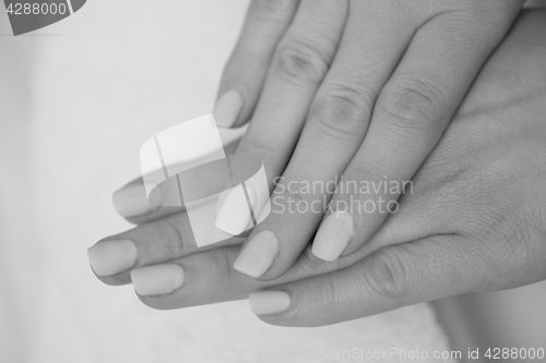 Image of woman fingers with french manicure