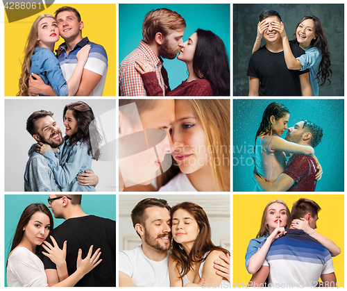 Image of The collage of images of smiling couples