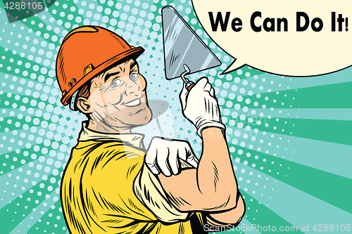 Image of Builder with a trowel we can do it