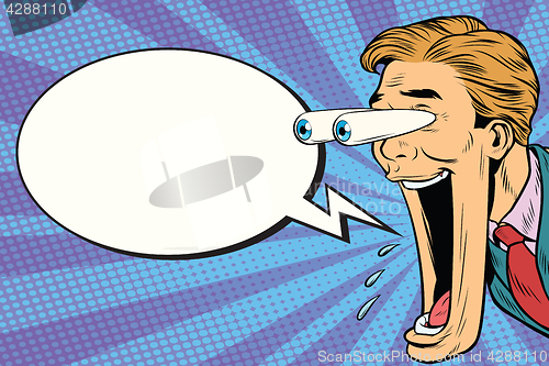 Image of Hyper expressive reaction cartoon man face, Comic bubble