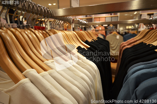 Image of Designer clothes hanger in a row
