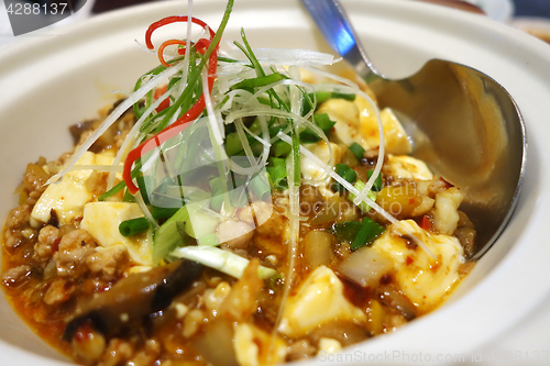 Image of Tofu and mince with hot spicy sauce