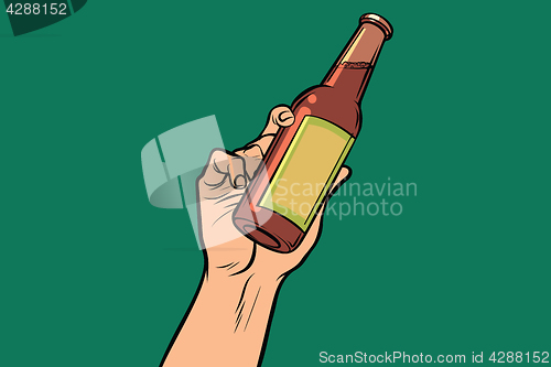 Image of bottle with drink in hand
