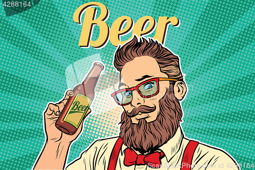 Image of bearded hipster beer
