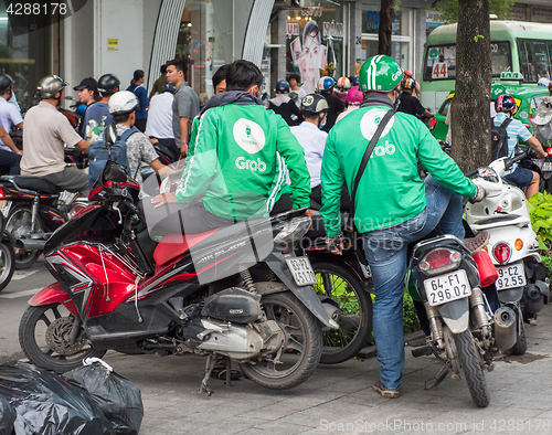 Image of Grabbike drivers in Ho Chi Minh City