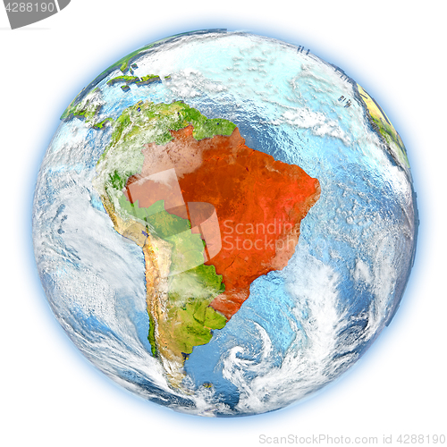 Image of Brazil on Earth isolated