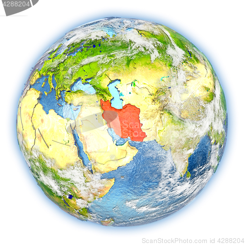 Image of Iran on Earth isolated