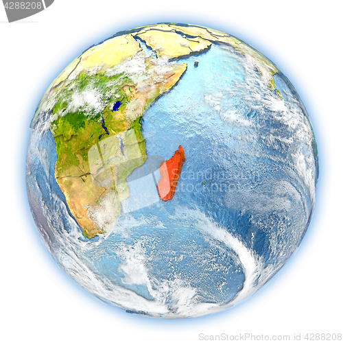 Image of Madagascar on Earth isolated