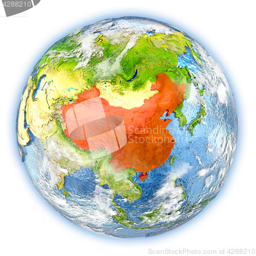 Image of China on Earth isolated