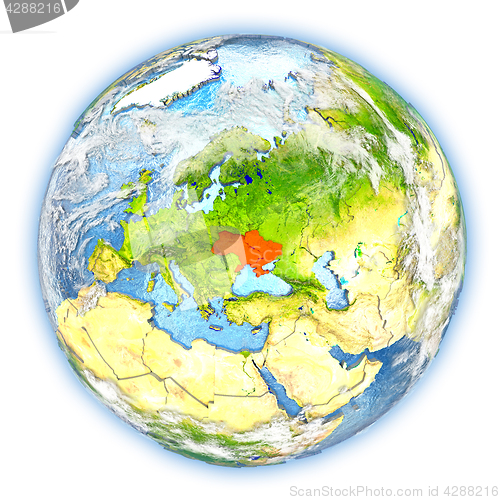 Image of Ukraine on Earth isolated