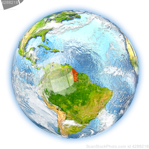 Image of Guyana on Earth isolated