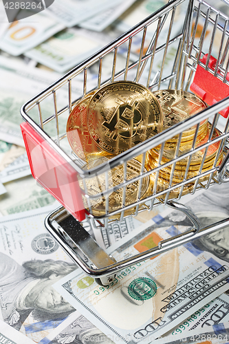 Image of Shopping cart with bitcoins
