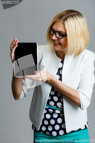 Image of Girl on empty gray background