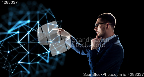 Image of businessman with low poly projection