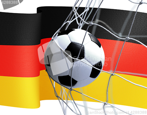 Image of soccer ball on Germany flag