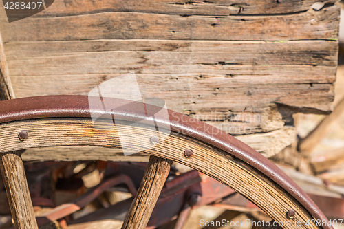 Image of Abstract of Vintage Antique Wood Wagon Parts.